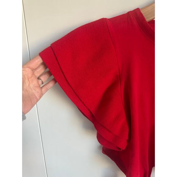 Womens Red Tops Size Small Ruffled Sleeves Cropped Front Tie Dolan Anthropologie - Picture 4 of 10